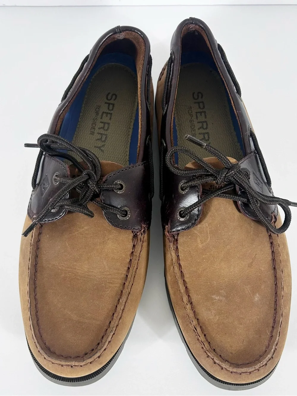 Sperry Top-Sider Mens 9.5 Boat Shoes Brown Leather Nubuck Deck Shoes 0777896